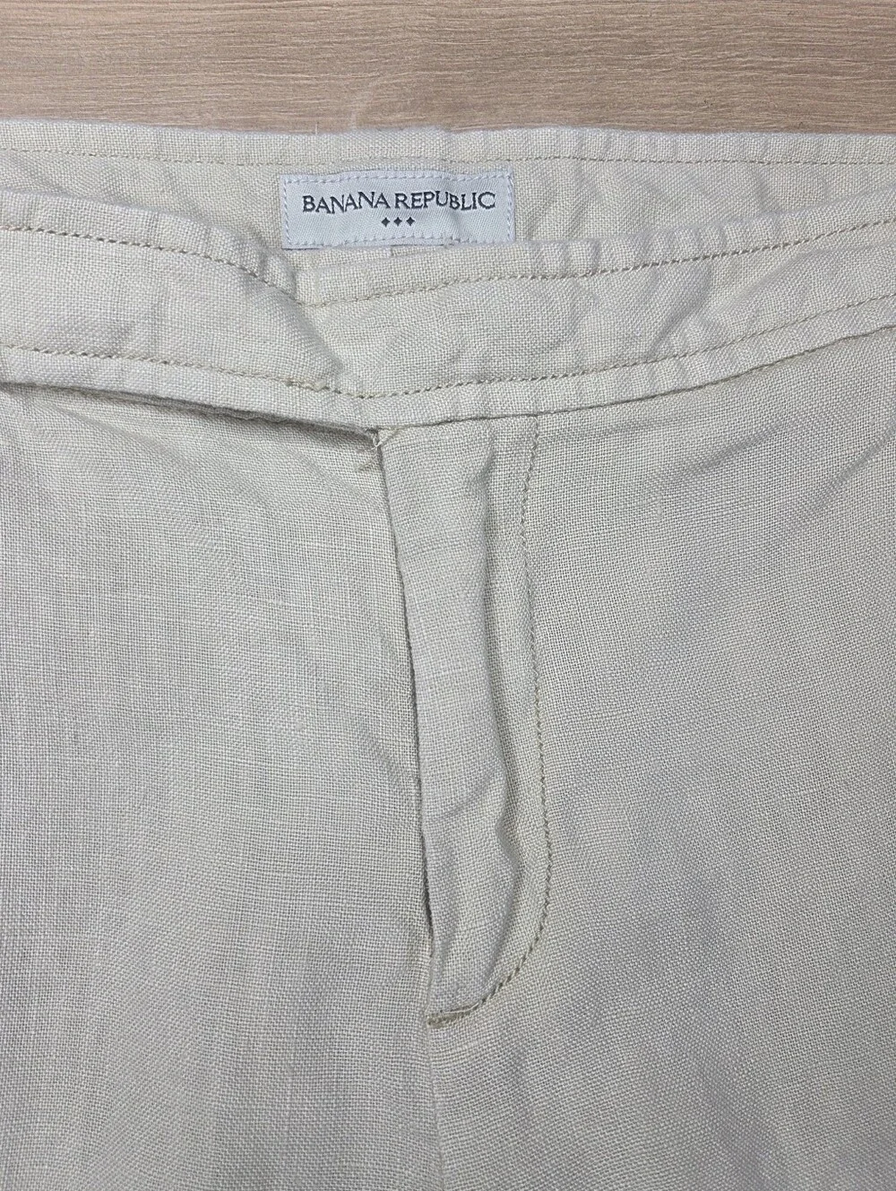 Banana Republic 100% Linen Wide Leg Pants Women's Size 10 Tan Neutral Coastal